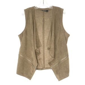 LAST CHANCE! Tan Vegan Suede Open Waterfall Vest XL
